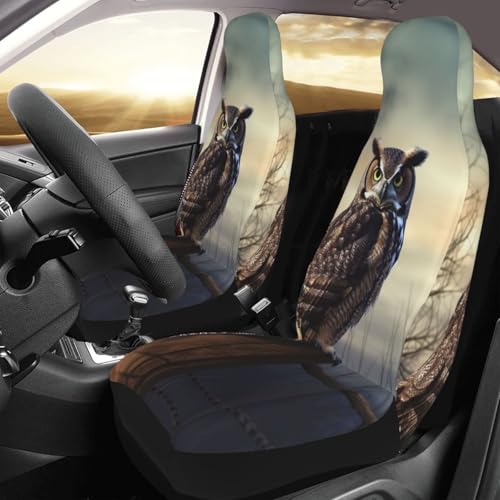 Housse de siège avant de voiture universelle antidérapante - Pack de 2 protections chouette