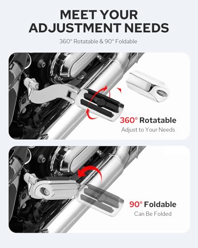Image of Benlari Rear Passenger Foot Pegs, A3 Steel Passenger Mini Footboard Fit For Harley Davidson Touring Road King Street Glide Road Glide Electra Glide Ultra Classic 1993-2025 (Chrome)