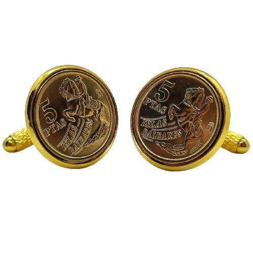 Gemelos para camisa: Genumis Cavaller - Moneda 5 pesetas 1997 España - Color Dorado - 18 mm
