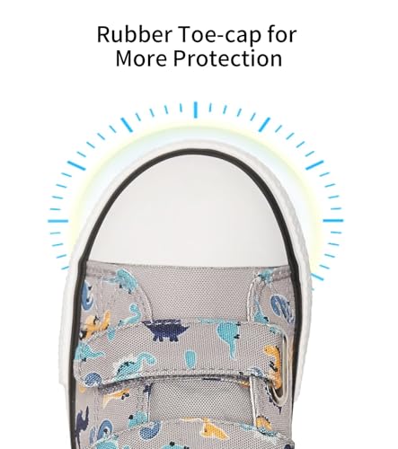 Image of Toddler Boys Dinosaur Canvas Sneaker Adjustable Strap Grey