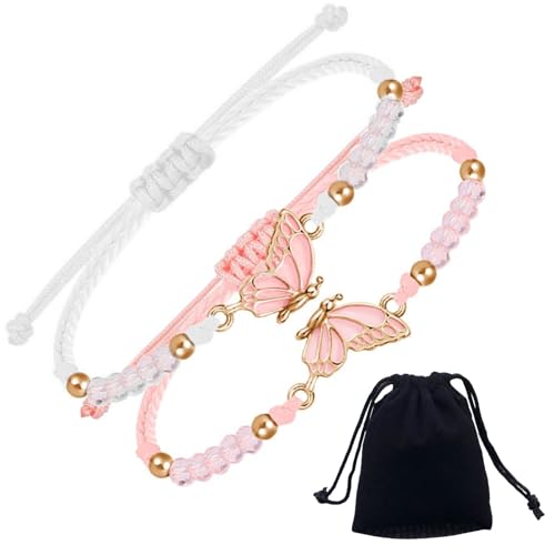 AWAVM 2 bracciali BFF per abbinabili, braccialetti rosa bianco, Best
