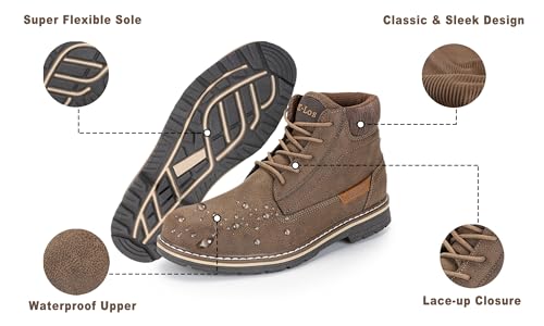 Image of CC-Los Men's Hiking Boots Casual Chukka Boots Water-Resistant Work Ankle Boots for Men Size 8-14 Brown
