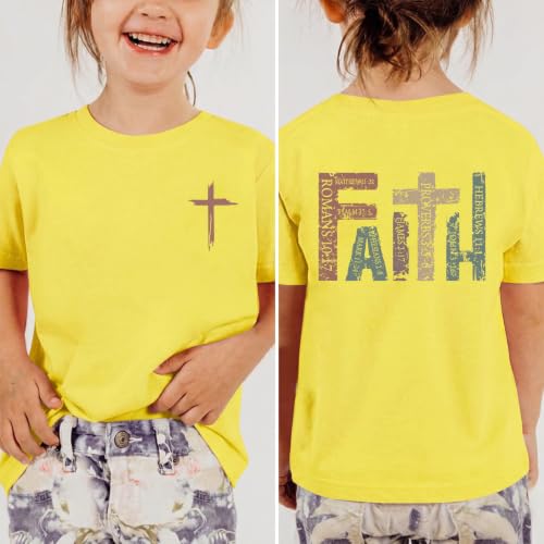 Image of Jesus Shirt for Girls Christian Faith Tshirts Kids Cute Bible Verse Graphic Tees Inspirational God Religious Clothes