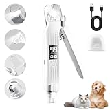 SUPTMAX【2024新モデル】ペット用爪切り 電動爪トリマー 爪研ぎ器 LEDディスプレイ LEDライト付き 犬用 猫用 コンパクト USB充電式 切りやすい すぎ防止 怪我防止 飛び散り防止 安全で低騒音 電動爪やすり 爪削り 高速回転 掃除簡単 小中大型ペット White