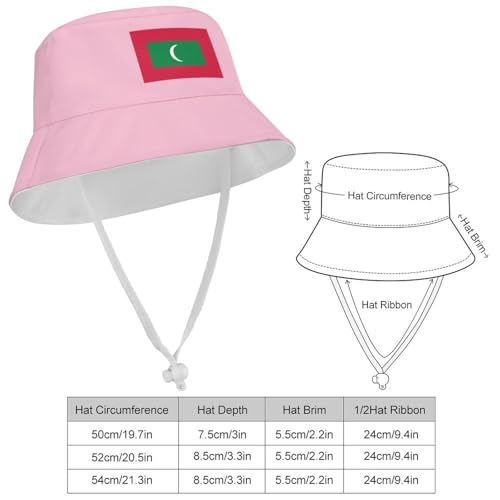 Maldives Flag Bucket Hat for Big Boys Girls,Trendy Sun Hat for Beach,Fun Outdoor Vacation Boonie2