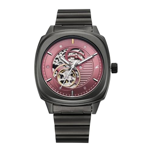 Image of Fastrack Automatics 3.0 Analog with Dusty Rose Dial Gun Stainless Steel Metal Strap Watch for Men - 3333QM01