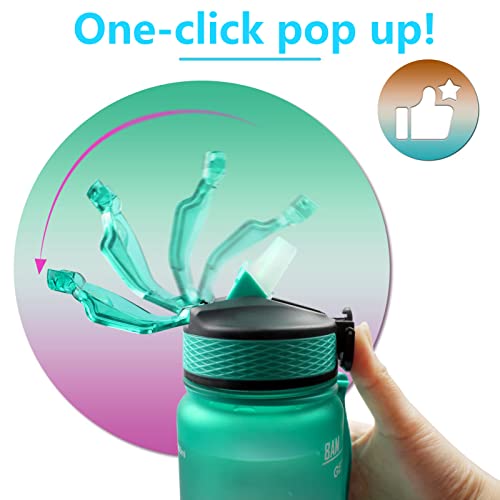 WANGCL 32oz Water Bottle with Straw Motivational Time Marker Portable Reusable Fitness Sports and Outdoor Water Jug (Green/Purple Gradient) - Image 3