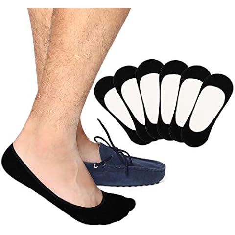 RedMaple Casual No Show Socks for Men - 6 Pairs Invisible Liner Socks Footies with Silicone Grip Black Cover