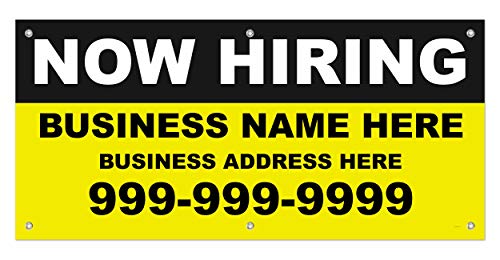 Custom Business Name Address Phone Number Now Hiring 24