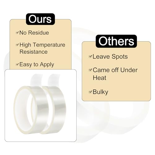 Image of uxcell Clear Heat Tape, 1 Roll 25mmx33m 108ft High Temperature Heat Resistant Tape for Sublimation,Heat Vinyl Press,Heat Transfer, Circuit Board, No Residue