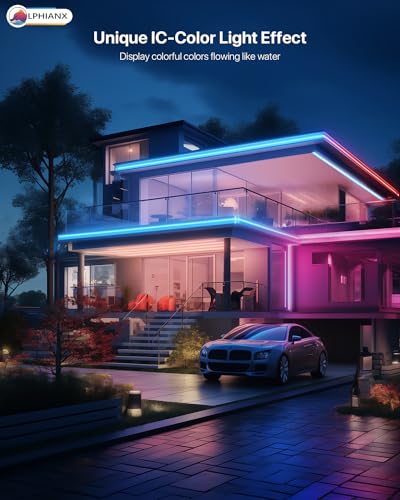 Lphianx 30 m Outdoor Led Strip Lights Waterproof, IP67 Waterproof Smart Light Strips with App Voice Remote Control, Music Sync Color Changing Exterior Led Lights for Deck,Balcony,Roof,Garden,Pool - Image 3
