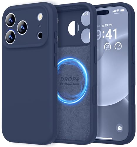 Image of LOVE 3000 Designed for iPhone 17 Pro Case, Premium Silicone [Compatible with Magsafe][Soft Anti-Scratch Microfiber Lining] Shockproof Protective Phone Case for Men Women 6.3 inch, Navy Blue