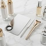 Zestaw 3 w 1 do mieszania makijażu ze stali nierdzewnej z szpatułką i płaskim pędzelkiem do podkładu – koreańskie akcesoria do makijażu do Glass Skin – do mieszania podkładu, korektora i cieni do