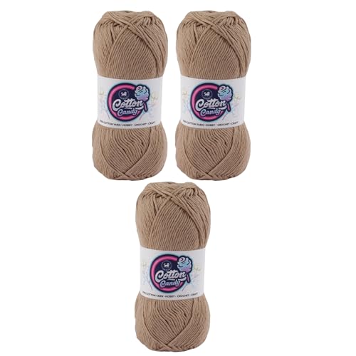 Image of NESTNHAVEN Cotton Candy 100% Cotton Yarn - (100g, 185 Meters) - Luxury Yarn for Crochet, Amigurumi, Embroidery, Toys, Garments, Flowers and Hobby, Projects. (Dark Beige) | (300 Gm)