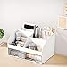 COMFYROOM Desk Organizer with 6 Compartments and 2 Drawers, Plastic Makeup Organizer, Pen Holder for Desktop Storage, Desk Organization for School, Home, Office Supplies (White)