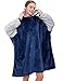 Yuson Girl Coperta con Cappuccio, Felpa Oversize Unisex, Coperta Indossabile Taglia Unica con Tasca, Felpa Sherpa Super Morbida per Adulti, Adolescenti Uomo Donna(Blu, Taglia Unica)
