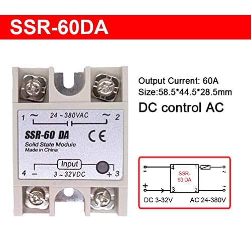 Módulo SSR monofásico 40DD y 60DA con carcasa blanca para control industrial PID 3