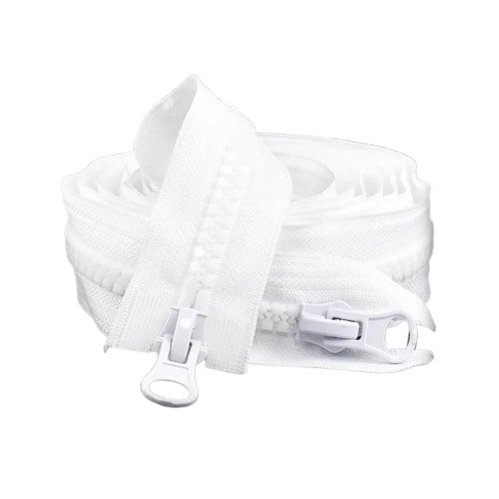 DIY Craft Zipper 1pc Open-End Zipper with Double Sliders, Resin No.5 Length 6dm-30dm for Clothes Repair Accessories(White,70cm)