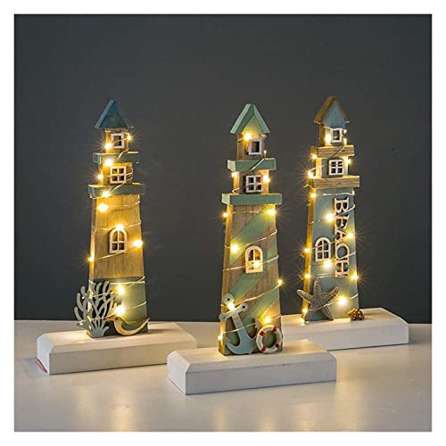 Veilleuse phare en bois style marin ornement table salon maison