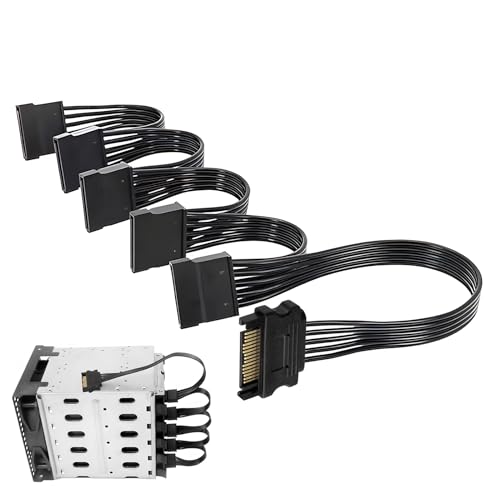 CJMUQHEHH 15Pin SATA Power Verlängerungskabe, 37,4 In SATA Splitter, 1 Male to 5 Female Stromkabel, Kabel & Power Splitter Y-Kabel, Adapter mit 950mm Länge für HDDs, SSDs &Optische Laufwerke