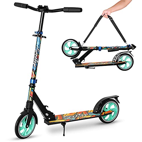 VOKUL Scooter Faltbarer Kick Scooters für Jugendliche & Erwachsene ab 12 Jahren, Tretroller Big Wheel Scooter 205 MM | Cityroller Höhenjustierbar | Stoßdämpfer | Umhängegurt | Kapazität Bis 220lbs Cover