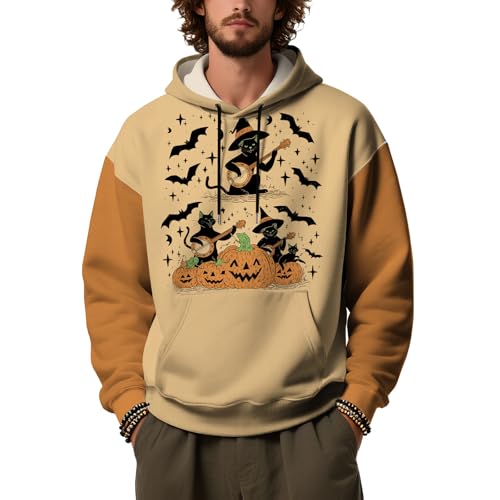 Men’s Watercolor Camouflage Hoodie Artistic Print Pullover Sweatshirt Loose Fit Hooded Top With Front Pocket