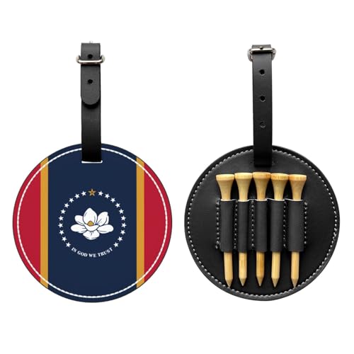 Mississippi State Flag Black Printed Golf tee Storage Bag - Portable Design, Easy to Organize tee