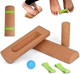 【ÉQUILIBRE & PROPRIOCEPTION 360°】Le demi-cylindre en liège offre un roulage multidirectionnel pour activer la voûte plantaire et stabiliser la cheville, améliorant coordination, équilibre et contrôle neuromusculaire.