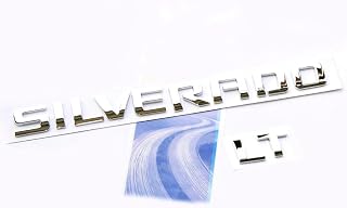 Yoaoo 2pack OEM Nameplate with LT Emblem 3D Badge Replacement for Silverado 1500 2500Hd 3500Hd Series 1999-2018 Gloss Chrome