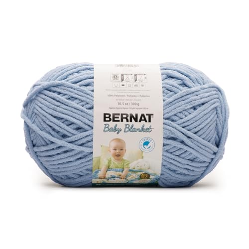 Image of Bernat Baby Blanket Baby Blue Yarn - 1 Pack of 300g /10.5 oz - 100% Polyester - #6 Super Bulky - 220 Yards - Knitting /Crochet