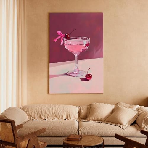 Tableau style cocktail rose pour déco salon et chambre - 5