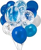 Latex Confetti Balloons,20 Pcs Blue and Sliver Biodegradable Balloon for Party Wedding Decoratio.