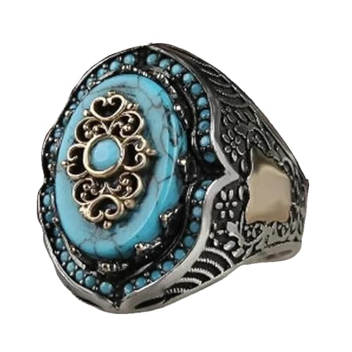 Bague homme pierre bleue et fleurs pour sublimer vos tenues de fête