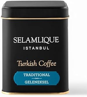 SELAMLIQUE ISTANBUL Traditional Flavoured Ground Turkish Coffee | Finely Ground for Smooth Brew | Premium Arabica Beans | Stone-Milled Medium Roast | Authentic Spiced Turkish Coffee – 125g Box
