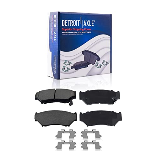 Image of Detroit Axle - Brake Kit for 99-04 Chevrolet Tracker Suzuki Vitara, Front Ceramic Brake Pads w /Hardware Rear Semi-metallic Brake Shoes 1999 2000 2001 2002 2003 2004 Replacement