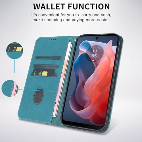 Image of Wallet Case for Motorola Moto G Play 5G (2024) 6.5 inch - Moto G 5G 2024 Flip case, PU Leather Strong Magnetic Folio Phone Cover with Card Holder Slots, Green