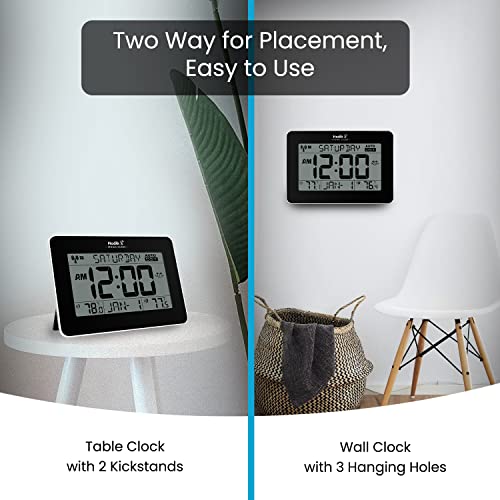 Hodik Atomic Clock With Indoor Outdoor Temperature Wireless, Large 11.4 Inch Lcd Display For Easy Reading, Self-Setting Battery Powered Table Clock Or Wall Clock With High Precision Sensor #TOP4