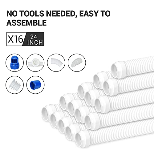 PAXCESS Pool Vacuum Cleaner, Automatic Suction Climbing Wall Pool Vacuum Sweeper for In-Ground Pool, with 16 Pcs 24Inch Durable Hose, Ultra-Silent Operation, Working with Pump
