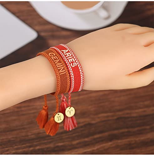 Newind Woven Friendship Wrap Bracelets Knitted Word Constellation Braided Bracelets Adjustable Couple Bracelets For Women Girls Gift… (Gemini) #TOP1