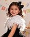 L'VOW Fashion Kids Feather Capes Stole Shawl Iridescent for Game Party Hallowmas (White-Flakes)