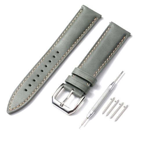 Spolife Correas de reloj de cuero para hombres y mujeres, correas de repuesto de piel auténtica, correas de repuesto de liberación rápida de 16 mm, 18 mm, 20 mm, 22 mm (con pasadores de correa