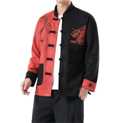 Veste chinoise homme brodée dragon costume Tang vintage
