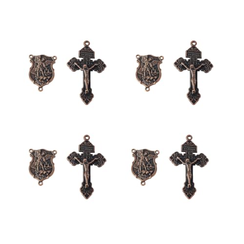 Cluksik 4 Sets Saint Michael Medals & Pardon Crucifix for DIY Rosary Making