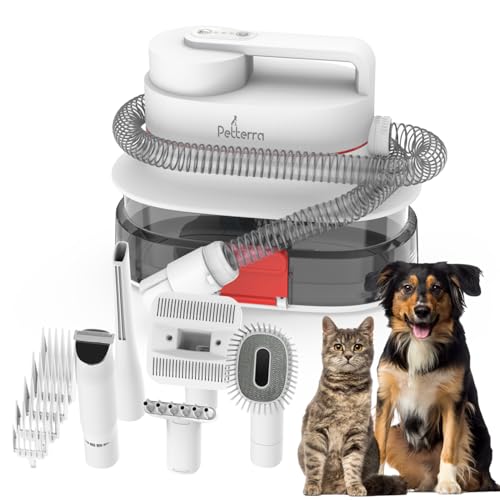 PET TERRA FurCare Pro 3-in-1 Grooming Kit with Vacuum Suction (99%) - Pet Dryer, Professional Clippers & Efficient Grooming Tools, 4L Dust Cup, Low Noise, Ideal for Dogs, Cats, and More