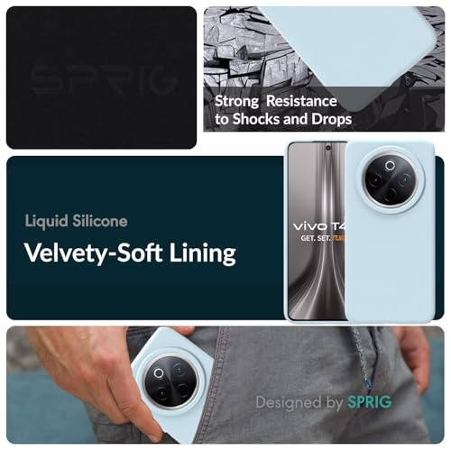 Image of SPRIG Compatible with Vivo T4 Premium SilkTone Back Cover Drop Tested Shock Proof Mobile Case for Men, Women, Boys and Girls with Camera Protection (Light Blue)