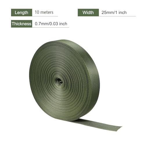 Image of Nylon Webbing Strap, 10 Metres, 1 inch /1.5 inch /2 inch Width, 0.7 mm Thickness (Dark Green, 1 inch)