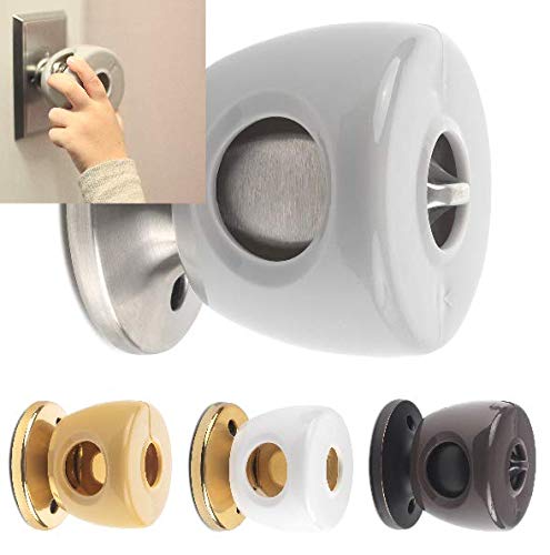 UnaBaby - Silver/Grey Door Knob Safety Cover - Choose 1 of 4 Colors Available - Beautifully Designed To Blend With Doorknob Color - 4 Pack (All Grey) - Child Proof Doors - Toddler and Baby Safety