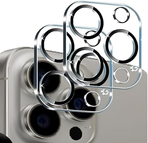 ESR Protezione per le lenti della fotocamera per iPhone 15 Pro Max/15 Pro/14 Pro Max/14 Pro, Individuali, Ultra resistenti ai graffi, Vetro temperato ultrasottile, Serie Armorite, 1 set, Nero