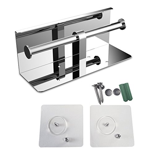 Einfagood Toilet Paper Holder With Shelf, Toilet Paper Holder Adhesive Wall Mount, Toilet Paper Dispenser, Stainless Steel Chrome, 2.16 Lb Heavy (Chrome 2 Rolls) #TOP3