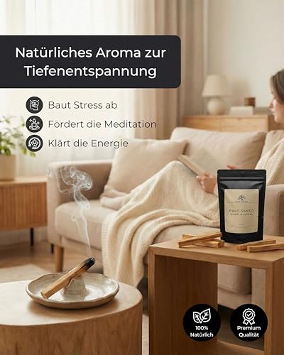 Incensera Palo Santo Räucherholz - 8 Duftholz Sticks 10 cm für Ausräuchern Wohnung, Natürliches Heiliges Holz aus nachhaltiger Ernte, Aromatherapie
